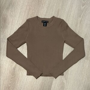 Sincerely Jules NWOT Fitted Ribbed Long Sleeve Top Brown Sz Small